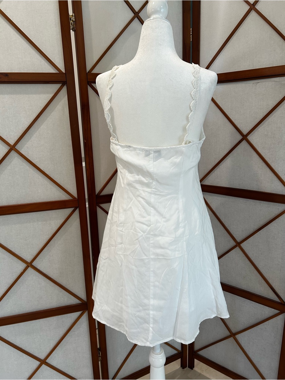 Topshop White Lace Trim Slip Mini Dress Cottagecore Y2K Nightie Style - Picture 5 of 7